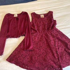 Burgundy Girls Dress